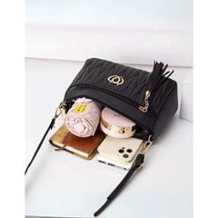 Generic Women's PU Leather Zipper Sling Bag (Black)