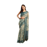 Generic Women's Faux_Linen Printed Ready-to-Wear Saree With Unstitched Blouse 5.5 Mtr (Light_Grey)