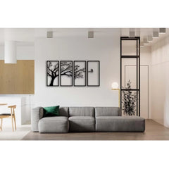 सामान्य लकड़ी का 3डी 4 टुकड़ों वाला वृक्ष दीवार कला पैनल फ्रेम