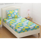 सामान्य माइक्रोफाइबर फ्लोरल प्रिंटेड सिंगल बेडशीट और 1 पिलो कवर (हरा)