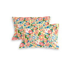 सामान्य कॉटन ब्लेंड फ्लोरल प्रिंटेड डबल बेडशीट और 2 पिलो कवर (पीला)