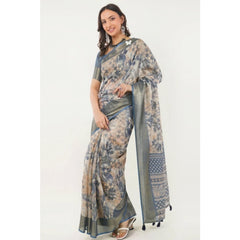 Generic Women's Polyester Printed Saree With Unstitched Blouse 5.5 Mtr (Multicolor)