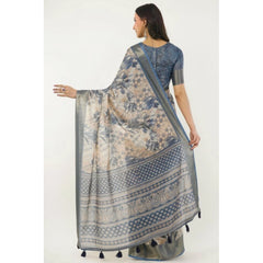 Generic Women's Polyester Printed Saree With Unstitched Blouse 5.5 Mtr (Multicolor)