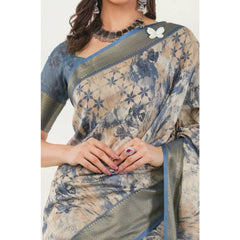 Generic Women's Polyester Printed Saree With Unstitched Blouse 5.5 Mtr (Multicolor)