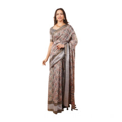 Generic Women's Polyester Printed Saree With Unstitched Blouse 5.5 Mtr (Multicolor)