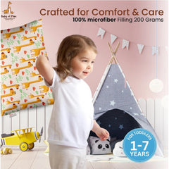 1 से 5 वर्ष की आयु के बच्चों के लिए सामान्य मुलायम प्लश प्रिंटेड शिशु तकिया (सरसों रंग)