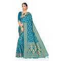  Women's Banarasi Silk Saree (Sky blue, 5-6mtrs)