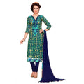  Women's Glaze Cotton Unstitched Salwar Suit-Material With Dupatta (Blue &amp;amp; Green,2.3 Mtrs)