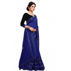 Generic Women's Vichitra Silk HotFix Stone Work Saree With Blouse (Blue, 5-6 Mtrs)