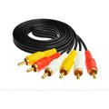  3RCA Male to 3RCA Male Audio Video Cable 1.5 Yards Compatible for TV, LCD, LED, DTH, DVD, VCR (Black)