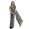  Women's Georgette Saree With Blouse (Green, 5-6mtrs)