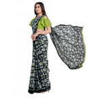 Generic Women's Georgette Saree With Blouse (Green, 5-6mtrs)
