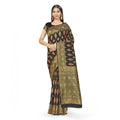  Women's Banarasi Silk Saree With Blouse (Black, 5-6Mtrs)