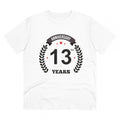  Men's PC Cotton 13th Anniversary Printed T Shirt (Color: White, Thread Count: 180GSM)