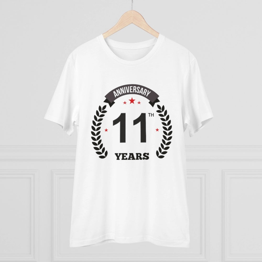 जेनेरिक मेन्स पीसी कॉटन 11वीं वर्षगांठ प्रिंटेड टी-शर्ट (रंग: सफेद, थ्रेड काउंट: 180 जीएसएम)