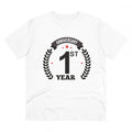  Men's PC Cotton 1st Anniversary Printed T Shirt (Color: White, Thread Count: 180GSM)