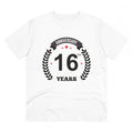  Men's PC Cotton 16th Anniversary Printed T Shirt (Color: White, Thread Count: 180GSM)