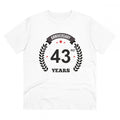  Men's PC Cotton 43rd Anniversary Printed T Shirt (Color: White, Thread Count: 180GSM)