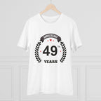 जेनेरिक मेन्स पीसी कॉटन 49वीं वर्षगांठ प्रिंटेड टी-शर्ट (रंग: सफेद, थ्रेड काउंट: 180 जीएसएम)