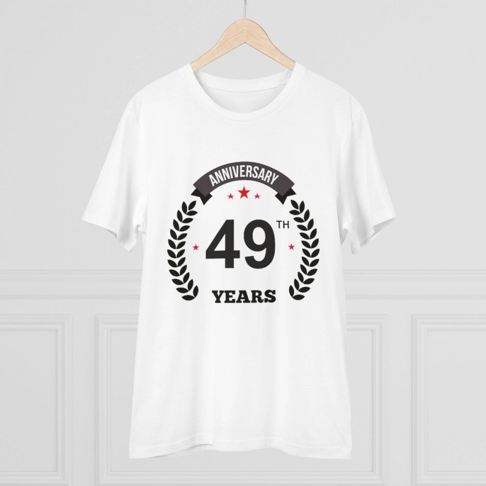 जेनेरिक मेन्स पीसी कॉटन 49वीं वर्षगांठ प्रिंटेड टी-शर्ट (रंग: सफेद, थ्रेड काउंट: 180 जीएसएम)