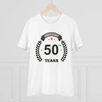 जेनेरिक मेन्स पीसी कॉटन 50वीं वर्षगांठ प्रिंटेड टी-शर्ट (रंग: सफेद, थ्रेड काउंट: 180 जीएसएम)