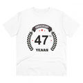  Men's PC Cotton 47th Anniversary Printed T Shirt (Color: White, Thread Count: 180GSM)
