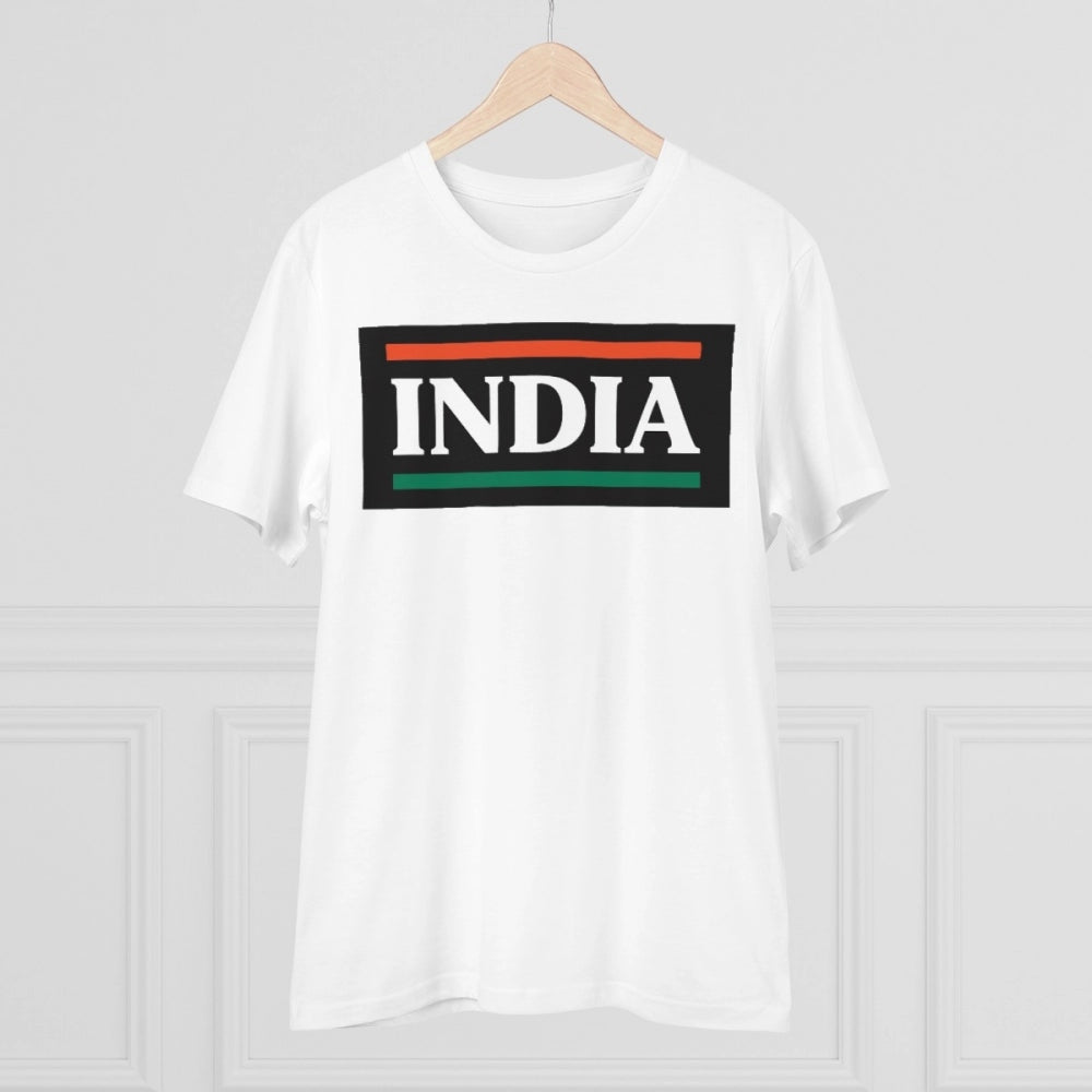जेनेरिक मेन्स पीसी कॉटन इंडिया प्रिंटेड टी-शर्ट (रंग: सफेद, थ्रेड काउंट: 180 जीएसएम)