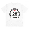  Men's PC Cotton 28th Anniversary Printed T Shirt (Color: White, Thread Count: 180GSM)