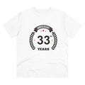  Men's PC Cotton 33rd Anniversary Printed T Shirt (Color: White, Thread Count: 180GSM)