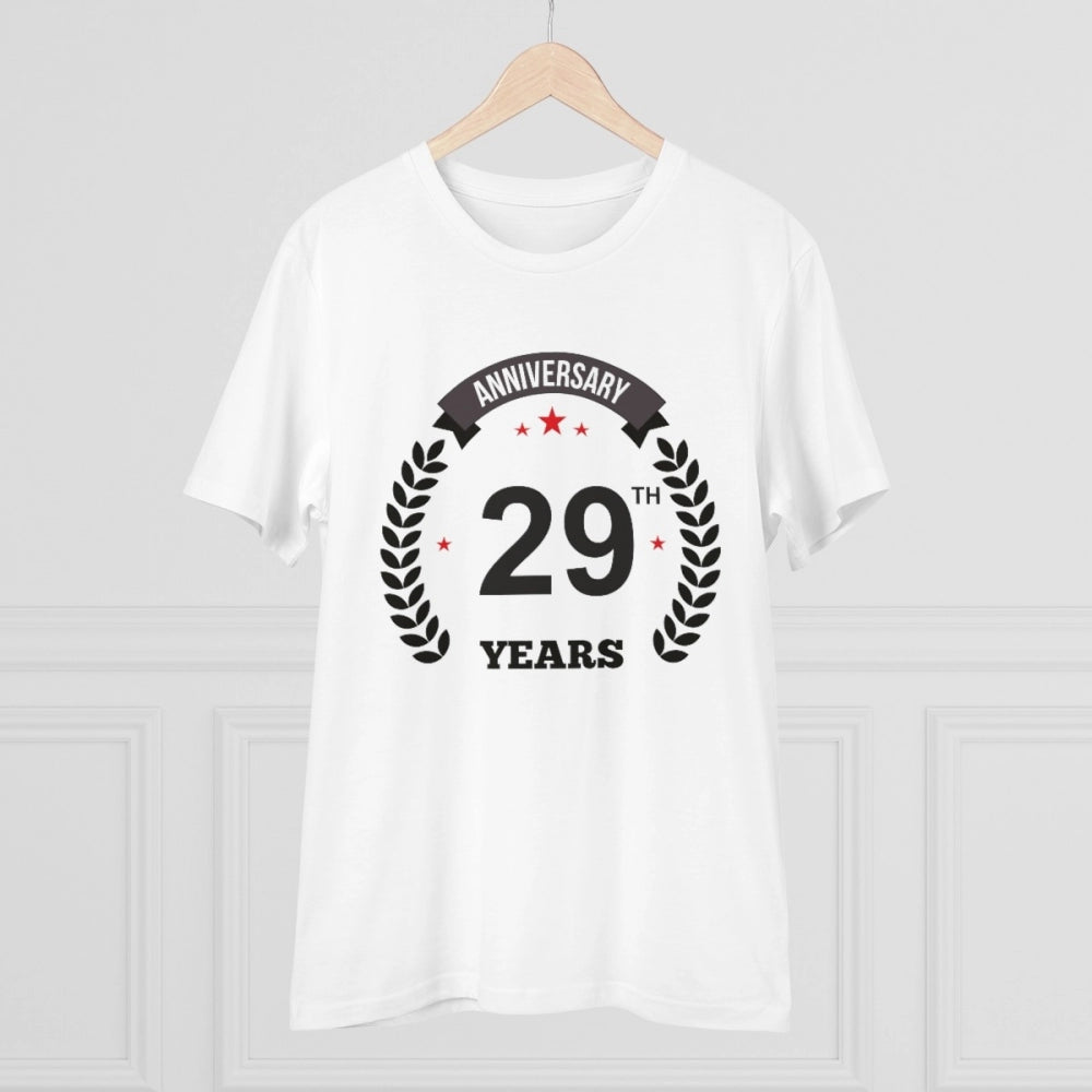 जेनेरिक मेन्स पीसी कॉटन 29वीं वर्षगांठ प्रिंटेड टी-शर्ट (रंग: सफेद, थ्रेड काउंट: 180 जीएसएम)