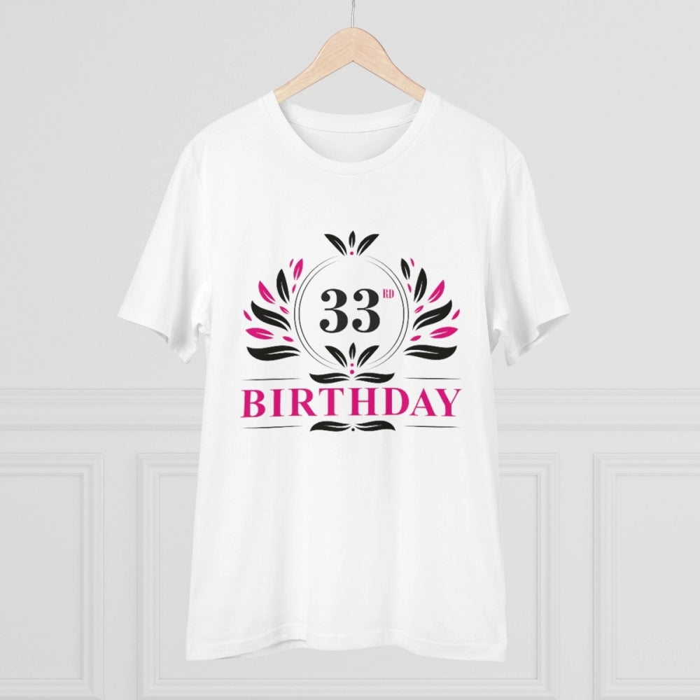 जेनरिक मेन्स पीसी कॉटन 33वें जन्मदिन प्रिंटेड टी-शर्ट (रंग: सफेद, थ्रेड काउंट: 180 जीएसएम)