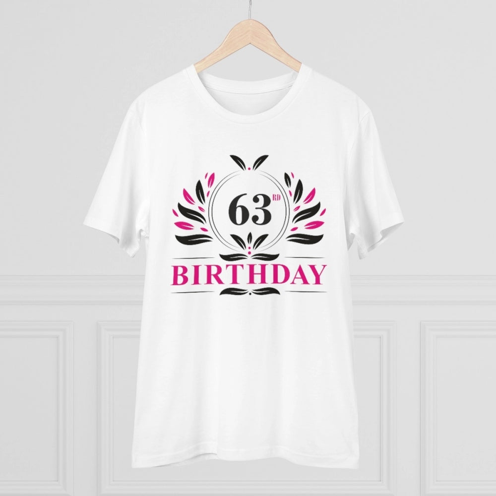 जेनेरिक मेन्स पीसी कॉटन 63वें जन्मदिन प्रिंटेड टी-शर्ट (रंग: सफेद, थ्रेड काउंट: 180 जीएसएम)