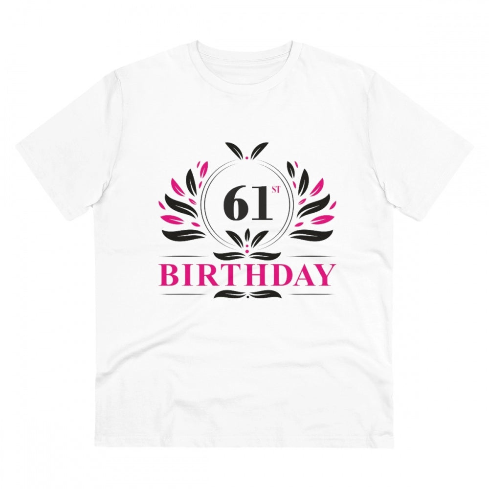 जेनेरिक मेन्स पीसी कॉटन 61वें जन्मदिन प्रिंटेड टी-शर्ट (रंग: सफेद, थ्रेड काउंट: 180 जीएसएम)