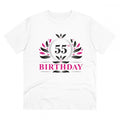  Men's PC Cotton 55th Birthday Printed T Shirt (Color: White, Thread Count: 180GSM)