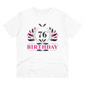  Men's PC Cotton 76th Birthday Printed T Shirt (Color: White, Thread Count: 180GSM)