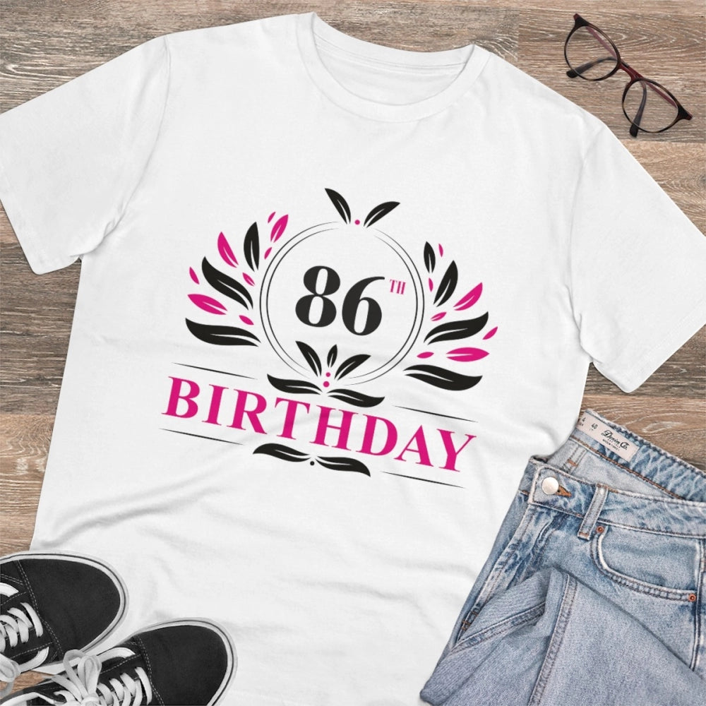 जेनरिक मेन्स पीसी कॉटन 86वें जन्मदिन प्रिंटेड टी-शर्ट (रंग: सफेद, थ्रेड काउंट: 180 जीएसएम)