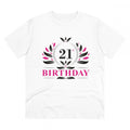  Men's PC Cotton 21st Birthday Printed T Shirt (Color: White, Thread Count: 180GSM)