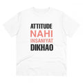  Men's PC Cotton Attitude Nahi Insaniyat Dikhao Printed T Shirt (Color: White, Thread Count: 180GSM)