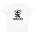  Men's PC Cotton I Survived Coronavirus Printed T Shirt (Color: White, Thread Count: 180GSM)