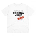  Men's PC Cotton I Survived Corona Virus Printed T Shirt (Color: White, Thread Count: 180GSM)