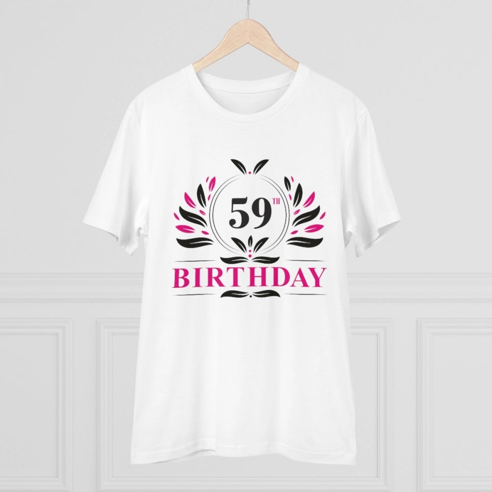 जेनरिक मेन्स पीसी कॉटन 59वें जन्मदिन प्रिंटेड टी-शर्ट (रंग: सफेद, थ्रेड काउंट: 180 जीएसएम)