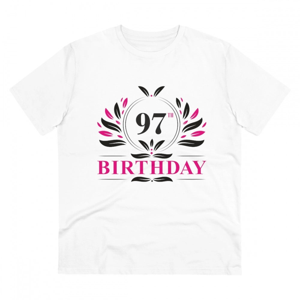 जेनरिक मेन्स पीसी कॉटन 97वें जन्मदिन प्रिंटेड टी-शर्ट (रंग: सफेद, थ्रेड काउंट: 180 जीएसएम)