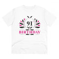  Men's PC Cotton 91st Birthday Printed T Shirt (Color: White, Thread Count: 180GSM)