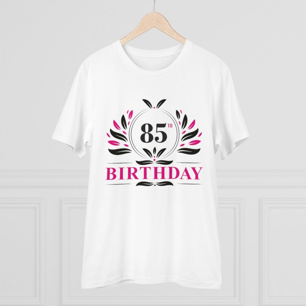 जेनरिक मेन्स पीसी कॉटन 85वें जन्मदिन प्रिंटेड टी-शर्ट (रंग: सफेद, थ्रेड काउंट: 180 जीएसएम)