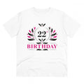  Men's PC Cotton 22nd Birthday Printed T Shirt (Color: White, Thread Count: 180GSM)