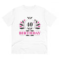  Men's PC Cotton 40th Birthday Printed T Shirt (Color: White, Thread Count: 180GSM)