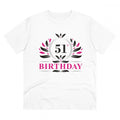  Men's PC Cotton 51st Birthday Printed T Shirt (Color: White, Thread Count: 180GSM)