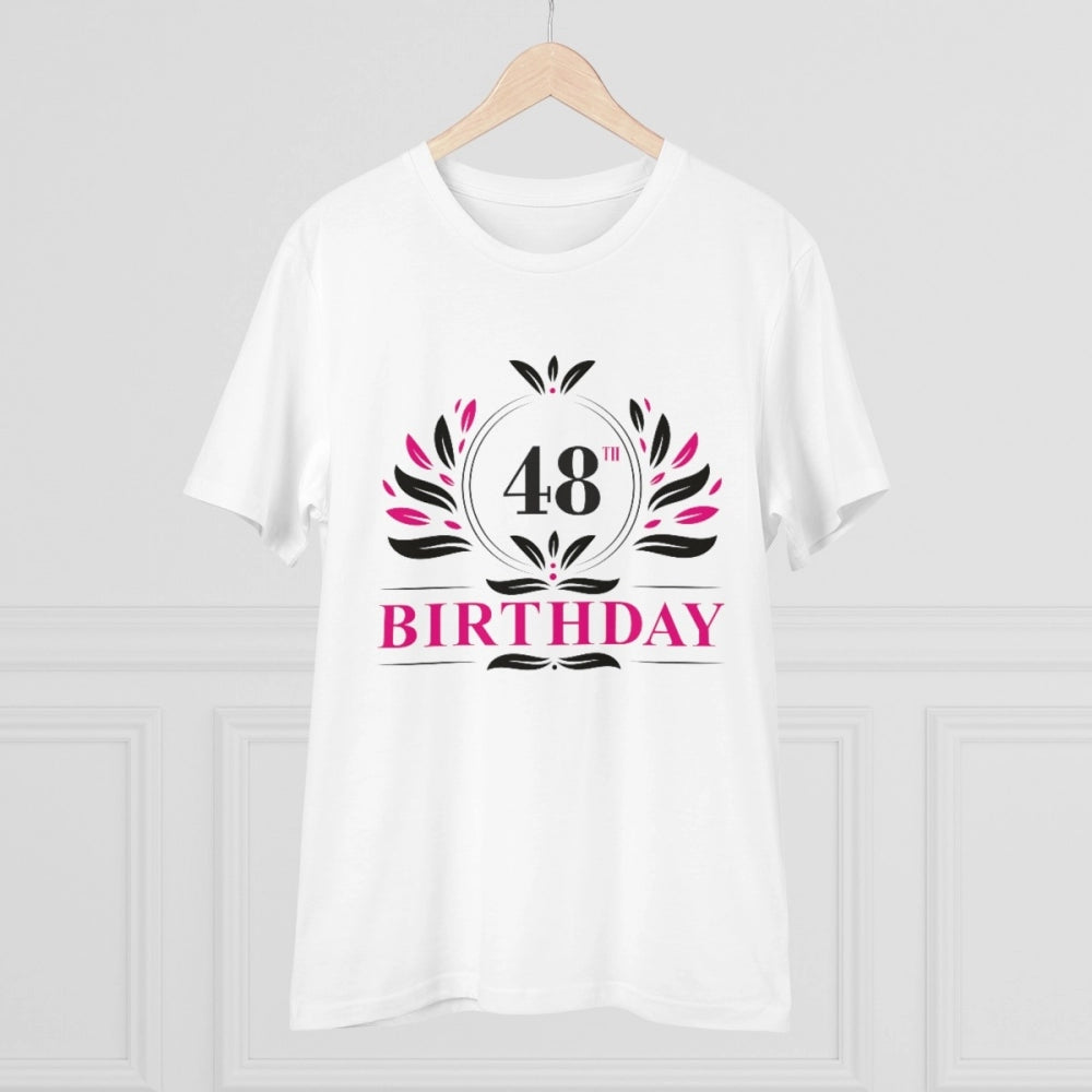 जेनरिक मेन्स पीसी कॉटन 48वें जन्मदिन प्रिंटेड टी-शर्ट (रंग: सफेद, थ्रेड काउंट: 180 जीएसएम)