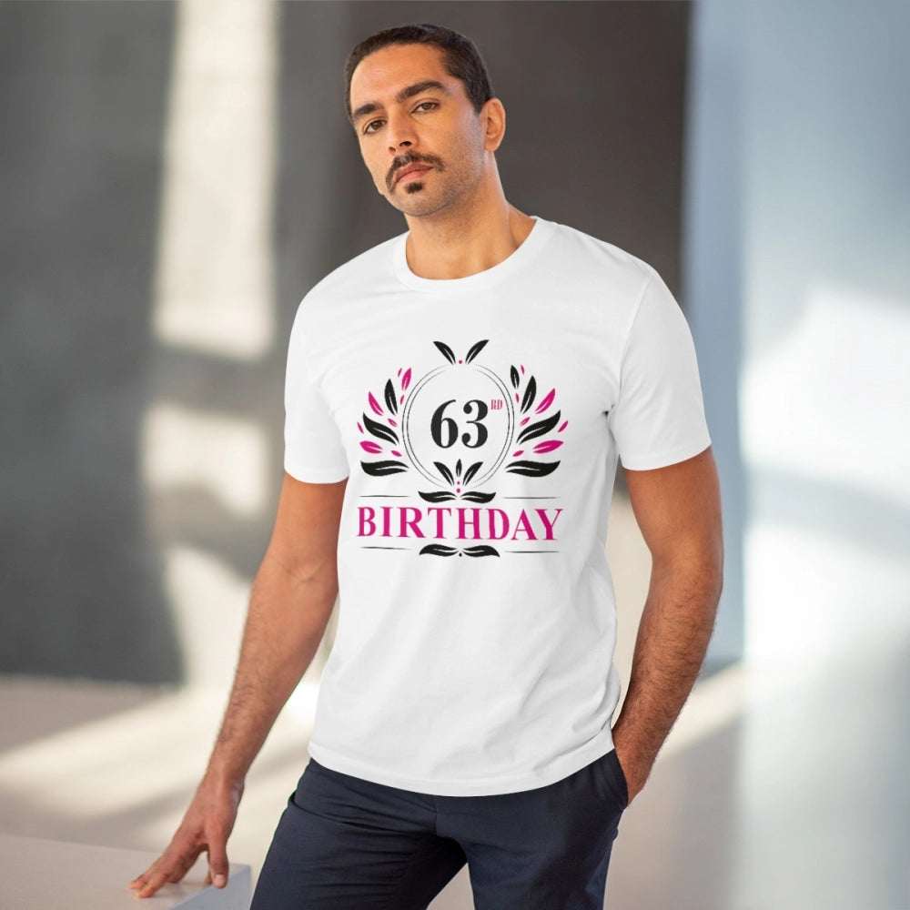 जेनेरिक मेन्स पीसी कॉटन 63वें जन्मदिन प्रिंटेड टी-शर्ट (रंग: सफेद, थ्रेड काउंट: 180 जीएसएम)