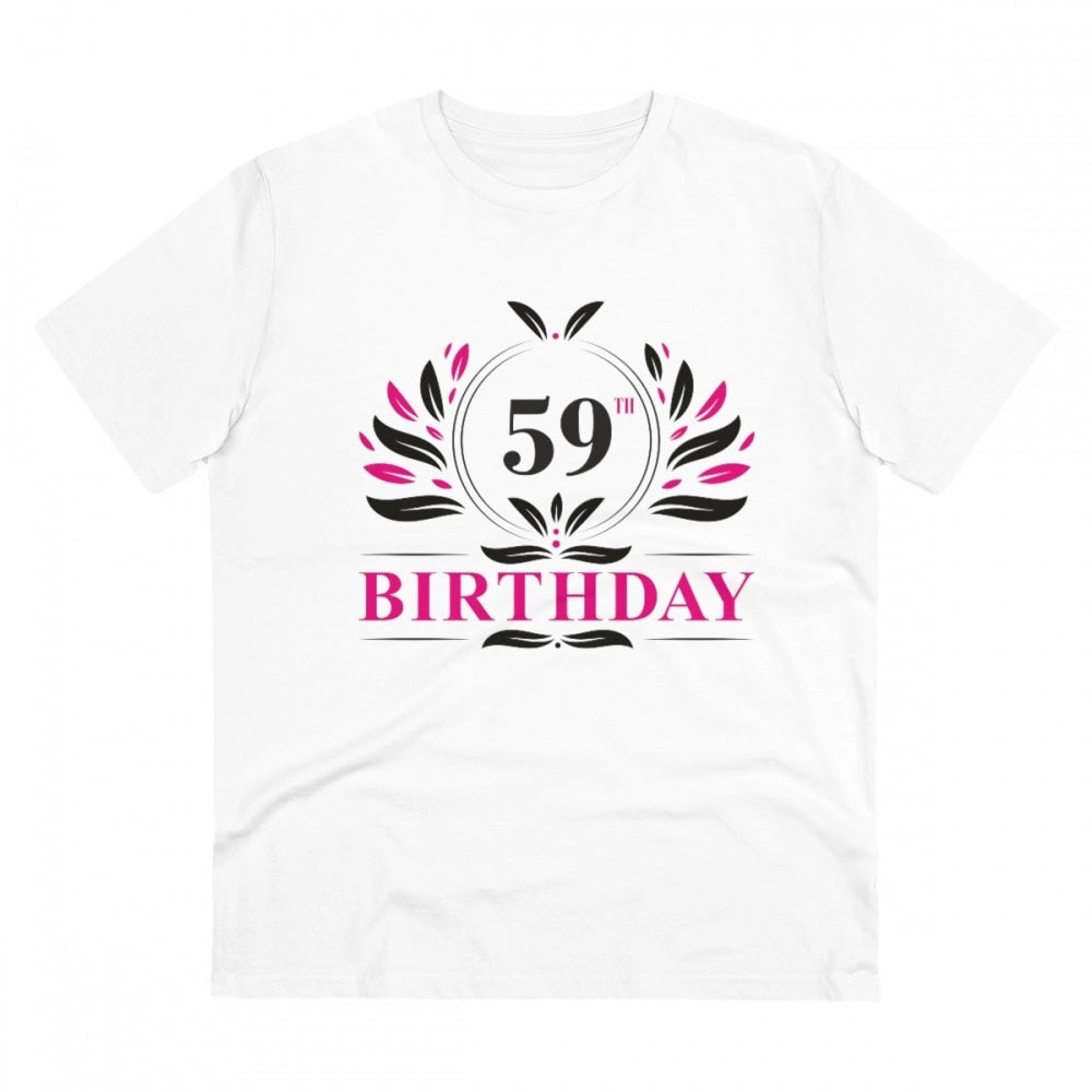 जेनरिक मेन्स पीसी कॉटन 59वें जन्मदिन प्रिंटेड टी-शर्ट (रंग: सफेद, थ्रेड काउंट: 180 जीएसएम)
